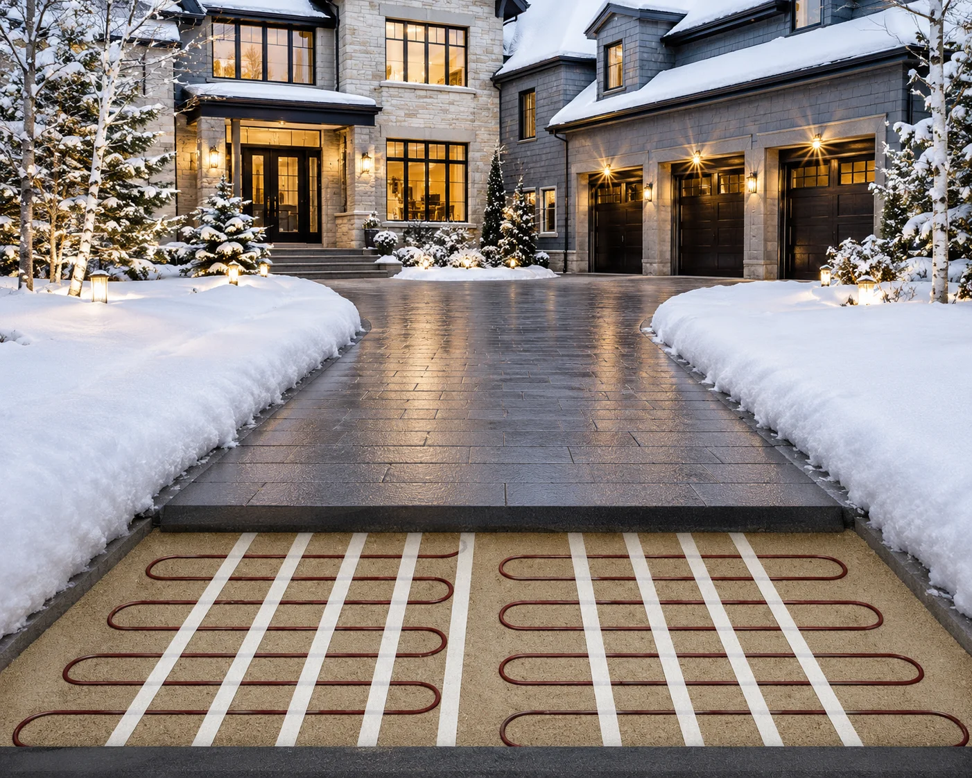 Snow melt radiant heating system installed by Able Air Heat